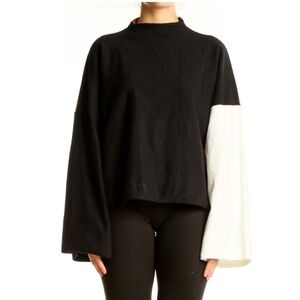 MODERN CITIZEN Black White Green Colorblock Sweater Large